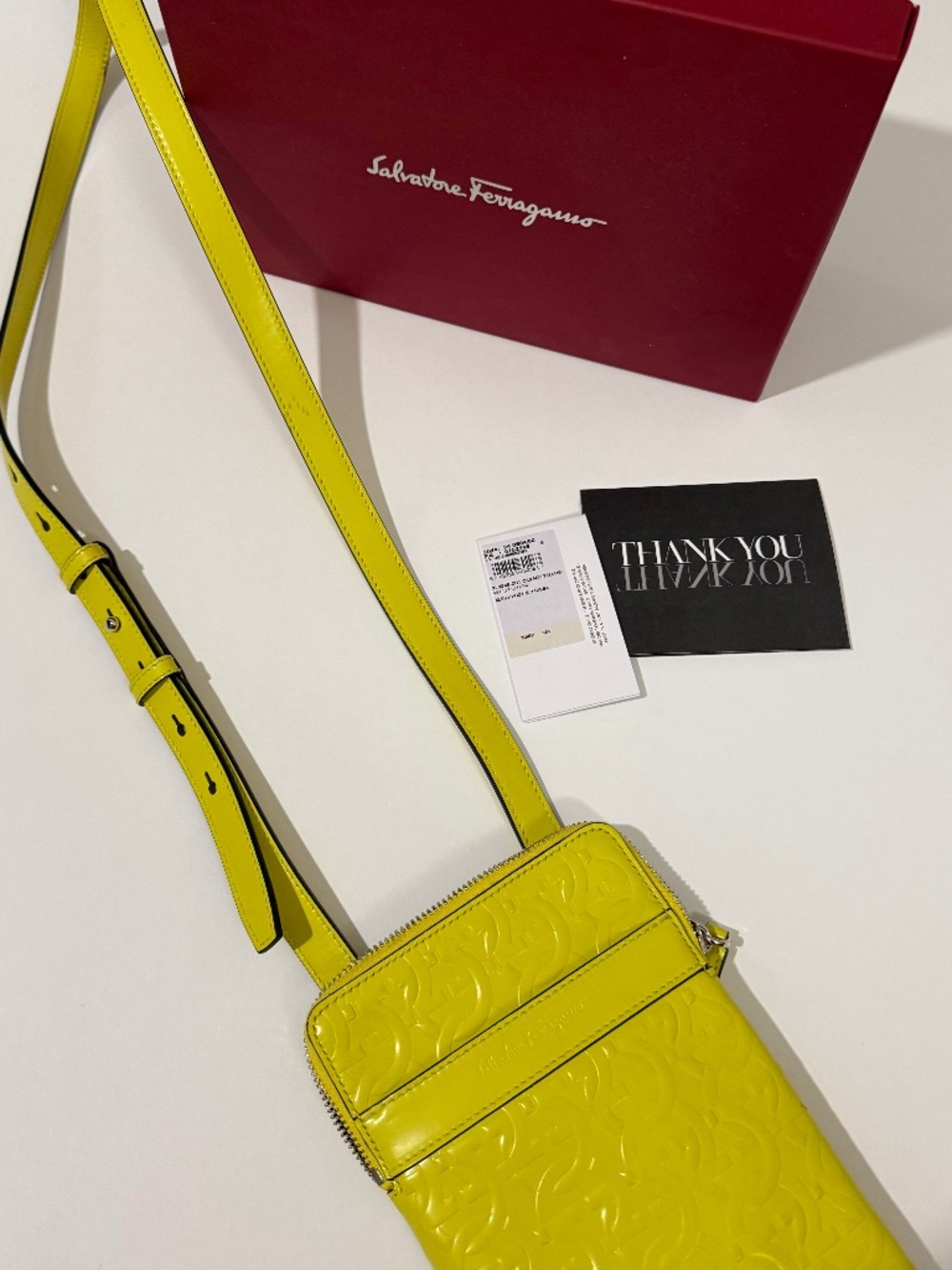 Salvatore Ferragamo Crossbody‎ Bag Canary Yellow Embossed